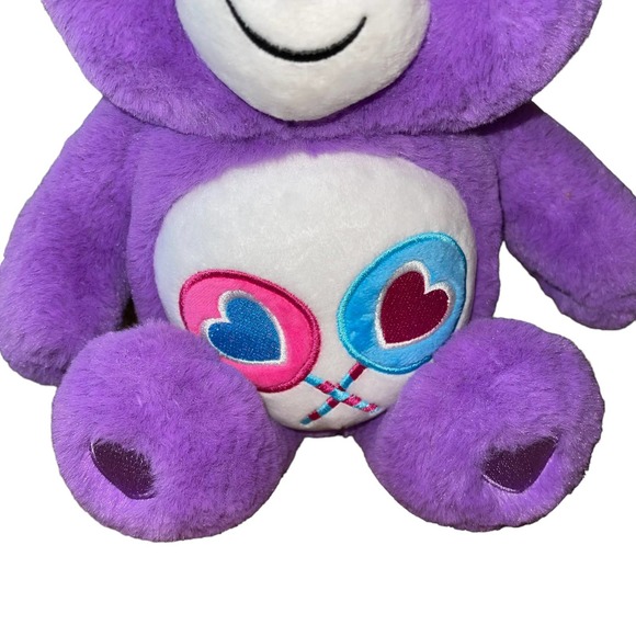2020 Basic Fun Purple Care Bears Lollipop Share Bear Plush Stuffed Animal 14" - Picture 3 of 6